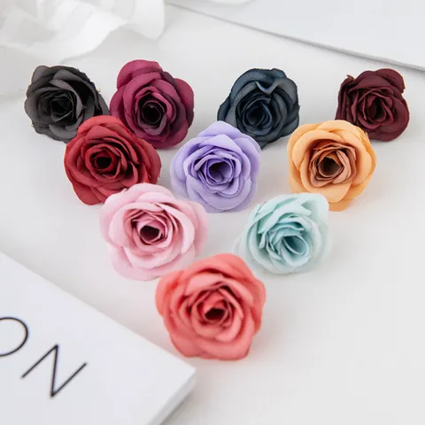 Têtes de Fleurs de Roses en Soie Artificielle Fleurs Fausses Multicolores pour Boîte Cadeau DIY Fête de Mariage Décoration Intérieure Fournitures d'Artisanat