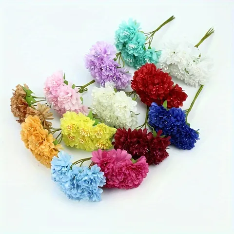 Artificial Carnation Flower Bouquet Silk Floral Arrangement For Wedding Home Decor