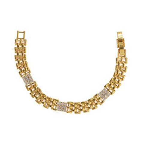 Französische Vintage Kupfer Flachkette Armband Mit Strass Abzeichen Anhänger Luxus Premium Geometrisches Armband Für Damen Schmuck