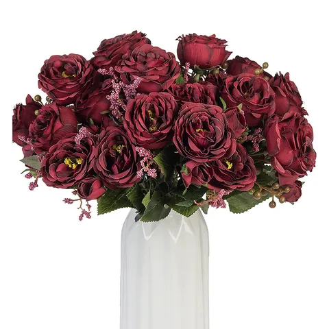 Artificial Peony Silk Flower Bouquet Fake Floral Arrangement For Home Decor Wedding Party Table Centerpiece Interior Decoration