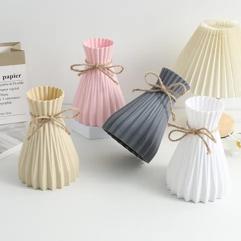 Minimalist Plastic Vase Modern Home Decor Creative Tabletop Flower Arrangement Living Room Aesthetic Plastic Vases