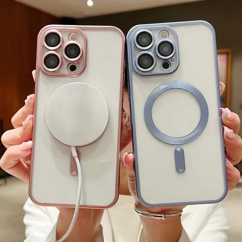 Titan Metall Galvanisiert Magnetisch Handyhülle Für iPhone 15 14 13 Pro Max Plus Stoßfest Schutzhülle
