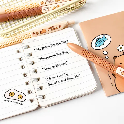 Moka Capybara Gelpen Leuke Cartoon Student Examen Schrijven Kantoorbenodigdheden Druk Neutrale Pen Met Dubbele Kralen Punt