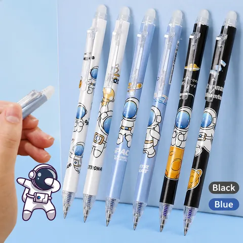 Astronaut Uitwisbare Gelpen Zwart Kristalblauw Inkt Leuke Cartoon Student Schrijfpen Kantoor Kantoorbehoeften