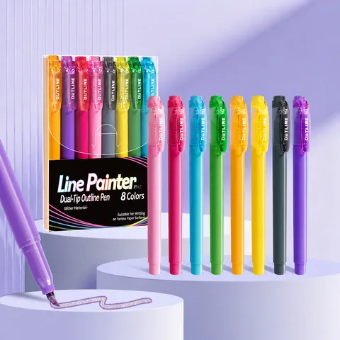 Assorti Kleur Dubbele Lijn Outline Pennen Metallische Shimmer Markers DIY Dagje Wenskaart Tekenen Schrijven Kantoorartikelen