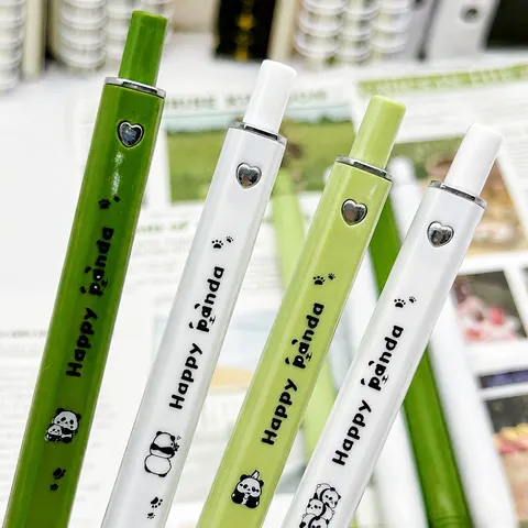 Leuke Panda Gelpen Student Sneltrogende Schrijfpen Kunststof Rollerball Pen Groen Wit School Kantoor Kantoorartikelen