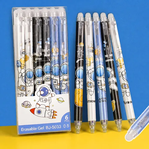 Gelimiteerde Astronaut Uitwisbare Gelpen Kristallblauw Koolstofzwart Student Wrijvingsuitwisbare Klikpen Schrijfwaren