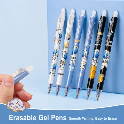 Gelimiteerde Astronaut Uitwisbare Gelpen Kristallblauw Koolstofzwart Student Wrijvingsuitwisbare Klikpen Schrijfwaren