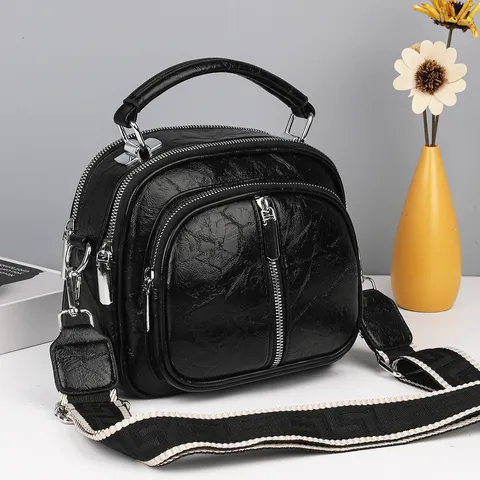 Damen Mode PU-Leder Umhängetasche Lässige Mehrschichtige Schulter Handtasche Retro Weiches Leder Tägliche Tasche