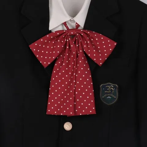Nœud Papillon Original à Pois à Long Manche JK Uniforme Cravate Mignon Étudiante Filles Style Collégial Accessoires