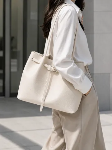 Bolso Tote Minimalista de Cuero PU para Mujer Gran Capacidad Bolso de Hombro Casual Bolso de Mano para Commuter Diseño Tejido