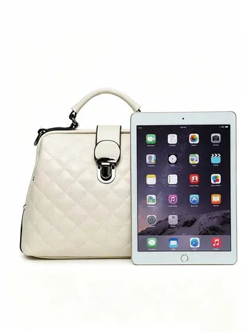 Bolso Médico Vintage de Moda para Mujer de Cuero PU Acolchado Satchel Bolso de Mano Cerradura Metálica Bolso Bandolera