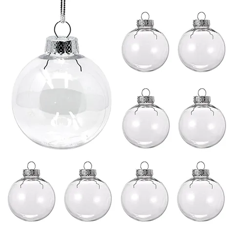 Boules de Noël Transparentes DIY à Remplir Creuses Plastique Ornements pour Fête de Noël Décorations de Sapin de Noël Ornements à Suspendre