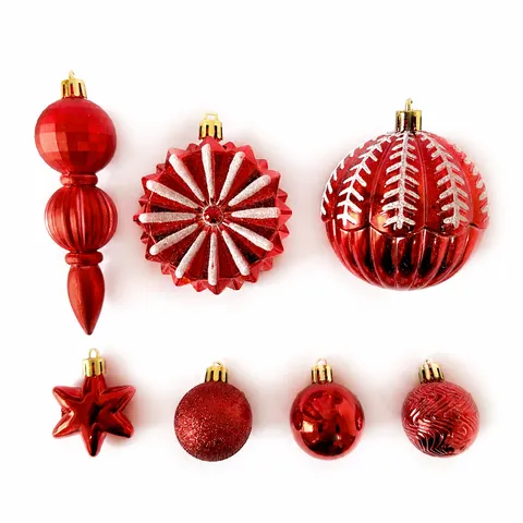 Lot de Boules de Noël en Plastique Électroplaqué Décorations d'Arbre de Noël Pailletées Pendentifs Suspendus pour Fête de Vacances Décoration de Maison Multi Styles