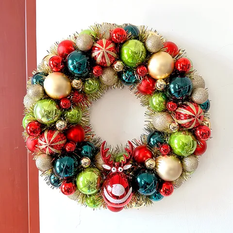 Weihnachtskranz Mit Galvanisierten Kugeln Rentier Ornament Rattanring Künstliche Girlande Für Zuhause Einkaufszentrum Fenster Dekoration Festbedarf