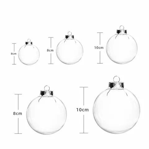 Bolas de Navidad Transparentes Plástico Inastillable Rellenables Adornos Colgantes para Árbol de Navidad Decoración Artesanía DIY Bolas