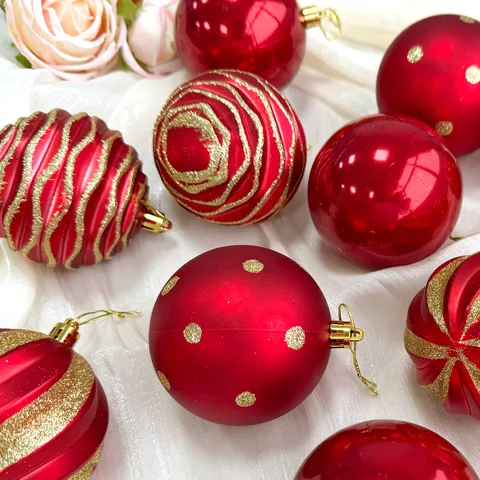 Galvanisierte Kunststoff Weihnachtskugeln Bruchsicher Bemalter Hängeschmuck Festliche Feiertags Party Weihnachtsbaum Dekorationen