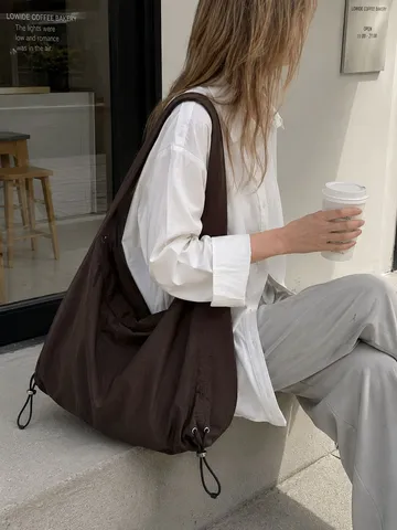 Gran Capacidad Nylon Hobo Bolso de Hombro Mujer Minimalista Diario Bolso Tote Axilar Elegante Casual Diario Bolso de Mano