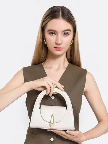 Bolso Bandolera de Cuero PU de Moda para Mujer Color Sólido Commuting Vintage Cerradura de Metal Bolso Casual