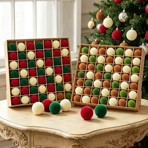 Beflockte Samt Weihnachtskugeln Dekoration Baumschmuck Set Feiertag Heimdeko Aufhängbare Ornamente Festival Deko
