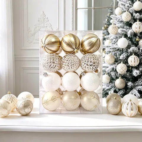 Galvanisiertes Kunststoff Weihnachtskugeln Set Bemalte Dekorative Baumschmuck Für Festliche Haus Party Deko