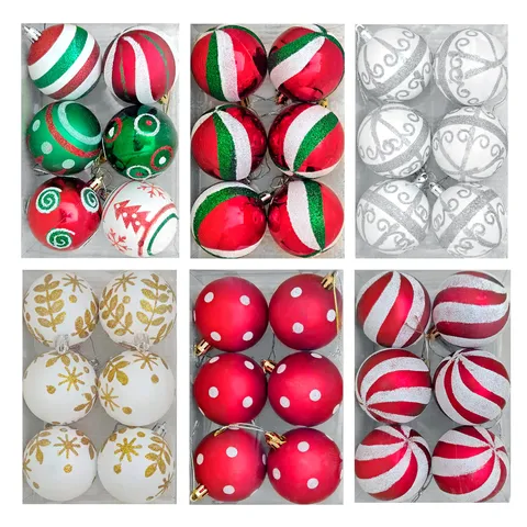 Kit de Boules de Noël Peintes à la Main Avec Paillettes pour Décorations Suspendues Sapin de Noël Maison Fête Suspensions