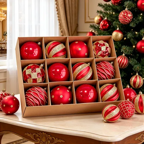 Galvanisierte Kunststoff Weihnachtskugeln Bruchsicher Bemalter Hängeschmuck Festliche Feiertags Party Weihnachtsbaum Dekorationen
