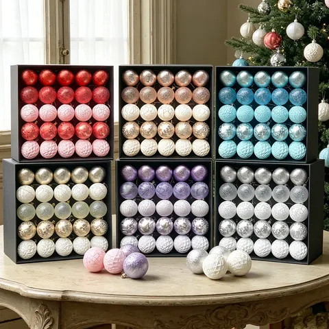 Europäische Retro Gekratzte Krakelee Weihnachtskugeln Set Kunststoff Galvanisiert Weihnachtsbaumschmuck Für Feiertag Party Haus Dekoration