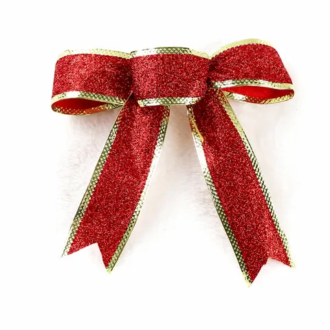 Nœuds de Décoration de Sapin de Noël en PVC à Paillettes Faits Main Ornements Festifs à Trois Oreilles Pour Fête Rouge Or Bleu