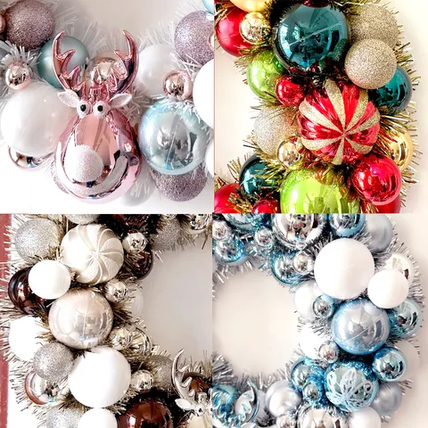 Weihnachtskranz Mit Galvanisierten Kugeln Rentier Ornament Rattanring Künstliche Girlande Für Zuhause Einkaufszentrum Fenster Dekoration Festbedarf
