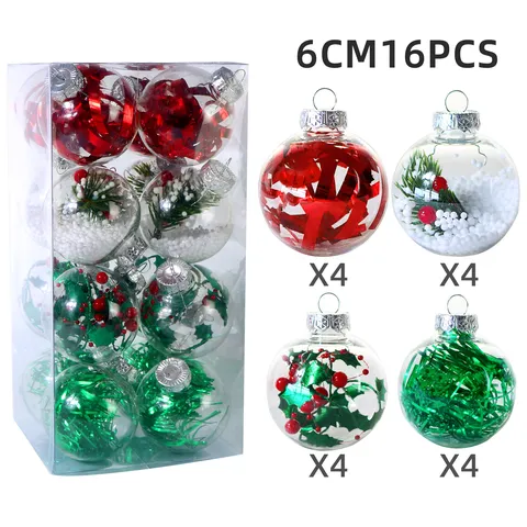 Bruchsichere PET Weihnachtsbaumkugeln Ornamente Transparente Dekorative Hängekugeln Set Für Hochzeit Party Festliche Dekoration