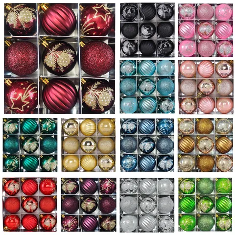 Galvanisierte Kunststoff Weihnachtsbaumkugeln Set Bemalte Hängende Kugeln Baumschmuck Feiertag Party Dekoration Zuhause
