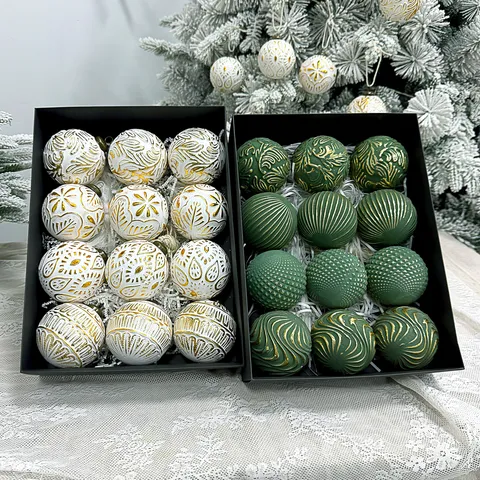 Luxus Weihnachtskugeln Ornamente Kunststoff Retro Relief Lackiert Hängende Ornamente Für Feiertag Baum Party Heim Dekor