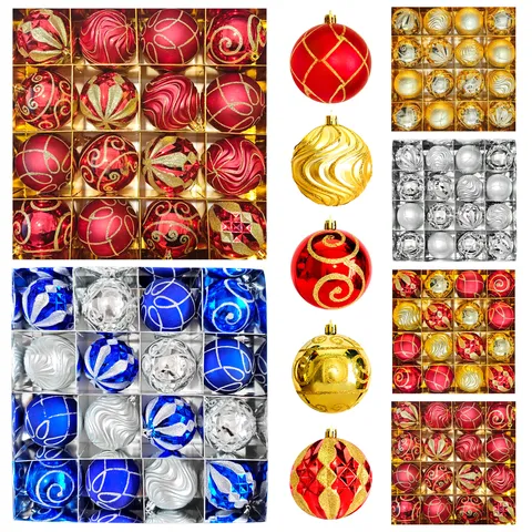 Galvanisierte Bruchsichere Kunststoff Weihnachtskugeln Ornamente Bemalte Weihnachtsbaum Hängedekorationen Für Feiertagsparty Dekor