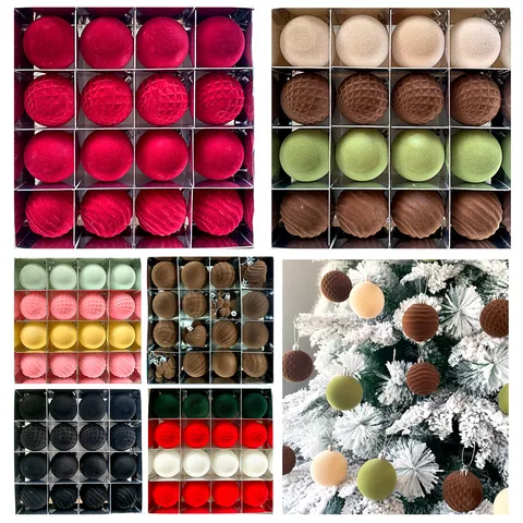 Beflockte Weihnachtskugel Ornamente Bruchsicherer Kunststoff Weihnachtsbaum Hängende Dekor Für Feiertagsparty Home Dekoration Verschiedene Stile