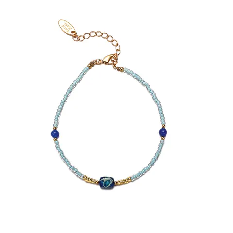 Bracciale di Perline in Conchiglia Naturale e Perla Artificiale per Donna Placcato Oro Rame Pietre Fatte a Mano Gioielli