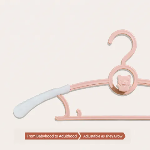 Kinder Plastic Kledinghangers Telescopisch Verstelbaar Antislip Baby Jas Hangers Met Schattig Beer Ontwerp Thuis Kast Opslag