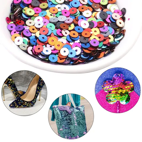 Round Flat PVC Sequins Center Hole Sewing Craft Flakes For Clothing Dress Slime DIY Materials Craft Embellishments
