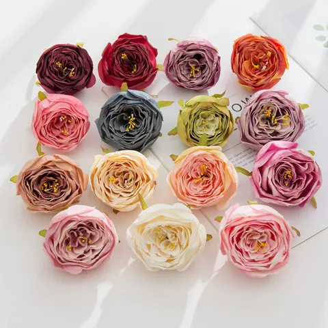 Artificial Silk Rose Flower Heads DIY Craft Boutonniere Wedding Party Floral Wall Home Decor Fake Flowers