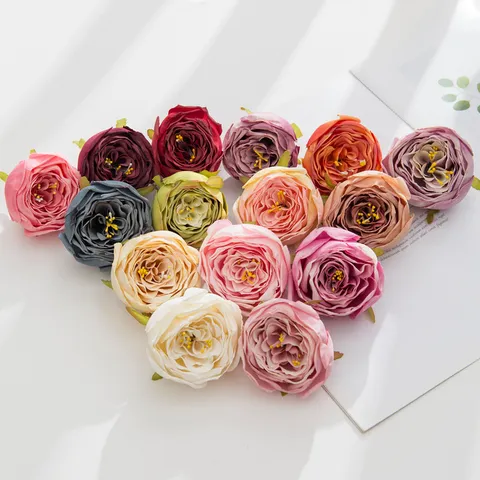 Artificial Silk Rose Flower Heads DIY Craft Boutonniere Wedding Party Floral Wall Home Decor Fake Flowers