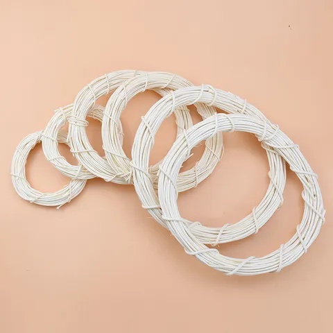 Natural Rattan Wreath Ring White Woven Garland Base DIY Craft Floral Arrangement Christmas Home Decor Wedding Party Supplies