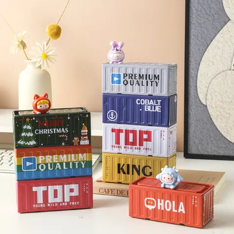 Miniature Container Storage Box Tinplate Metal Mini Storage Container Desktop Organizer Model Ornament Home Decor