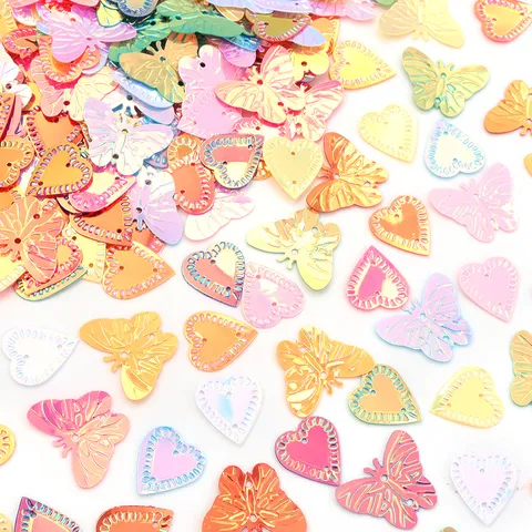 Laser Holographic Multicolor PVC Sequins Mix Butterfly Heart Shape For Slime Filler Sew On Clothes DIY Craft Material