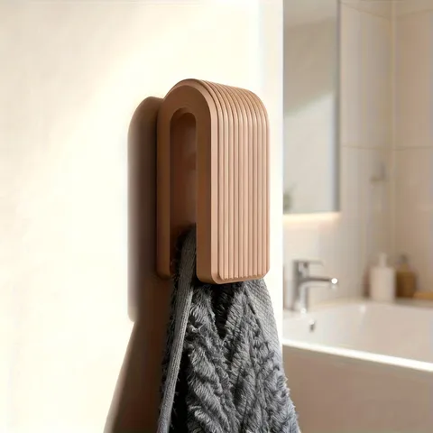 Boorvrije Wandmontage Handdoekhaak Badkamer Zelfklevende Opslag Hanger Eenvoudige Verticale Streep Handdoekhouder