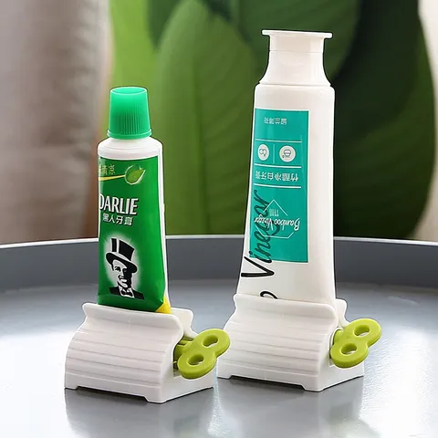 Presse-dentifrice en Plastique Minimaliste Distributeur de Tube Rotatif Manuel Support de Presse pour Nettoyant Visage Organisateur de Salle de Bain