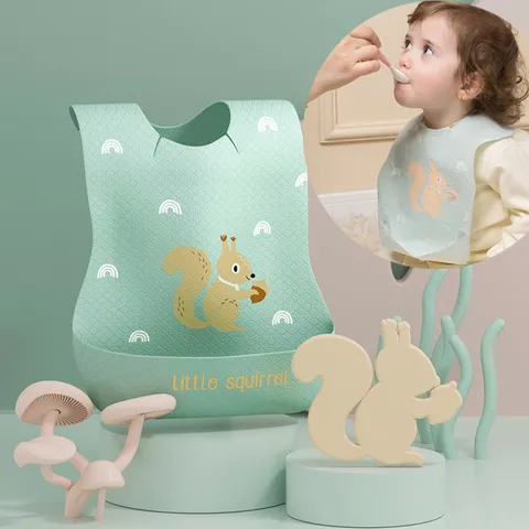Disposable Baby Bibs Waterproof Infant Feeding Bibs Cartoon Animal Non-Woven Disposable Bib For Toddlers Kids Baby Mealtime