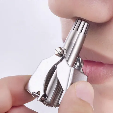 Tagliapeli Naso Manuale in Acciaio Inossidabile Testa Tonda Portatile Forbici per Peli Naso Strumento di Cura Sicuro Per Uomini