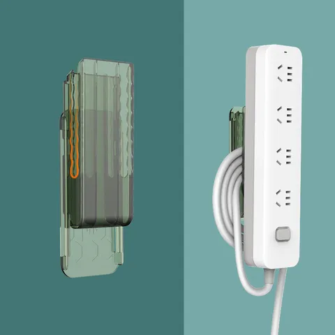 Punch-Free Socket Holder Wall Mounted Power Strip Fixator Cable Organizer Plastic Storage Rack for Kitchen Office Home