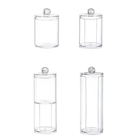 Klares Acryl Wattestäbchen und Wattepad Halter Desktop Kosmetik Aufbewahrungsbox mit Deckel Staubdichter Organizer für Badezimmer Schminktisch