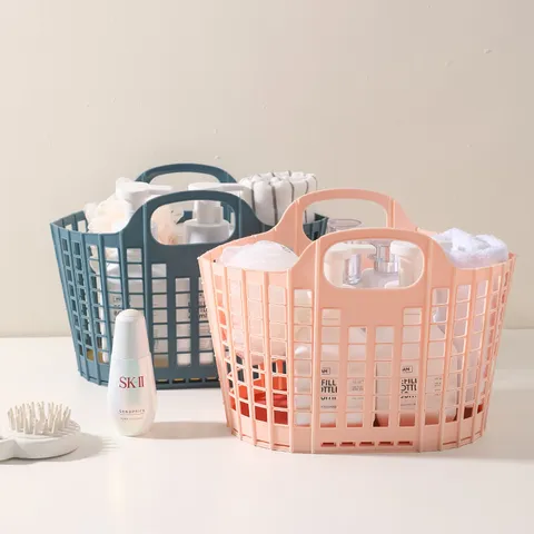 Panier de Rangement Pliable en Plastique Corbeille à Linge Design Creux Organisateur Portable pour Salle de Bains Articles Ménagers